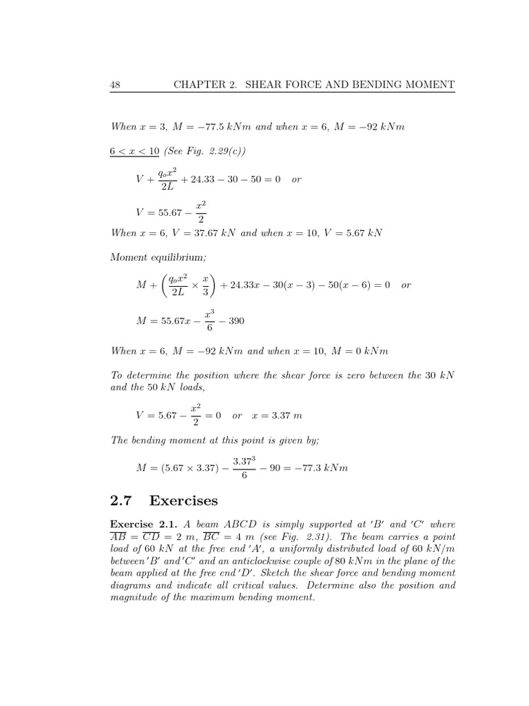 Shear Force and Bending Moment Analysis | PDF | Mechanical Engineering ...
