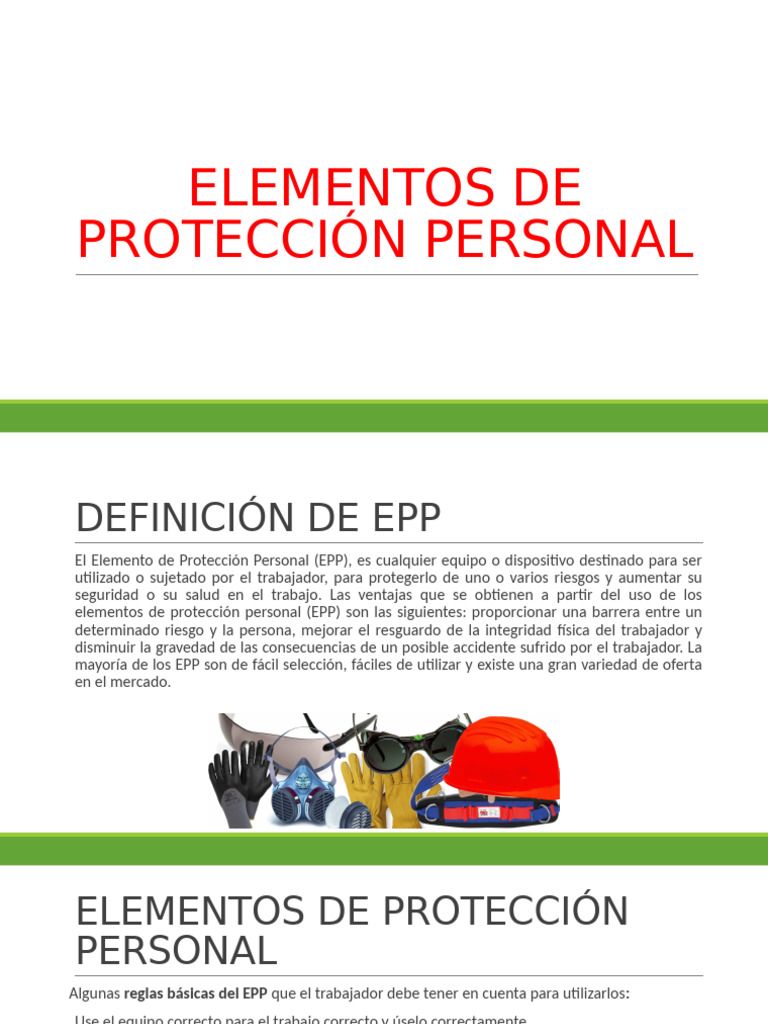 Elementos De Protecciòn Personal Pdf
