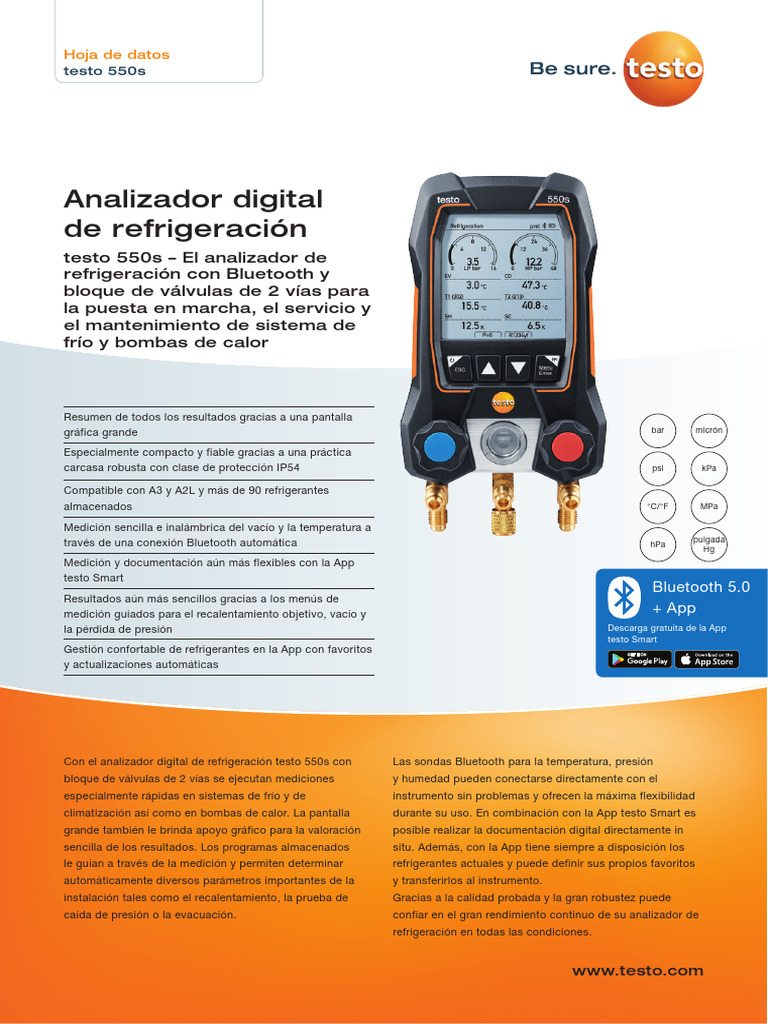Testo 550s Datasheet 1985 0884 Es | PDF