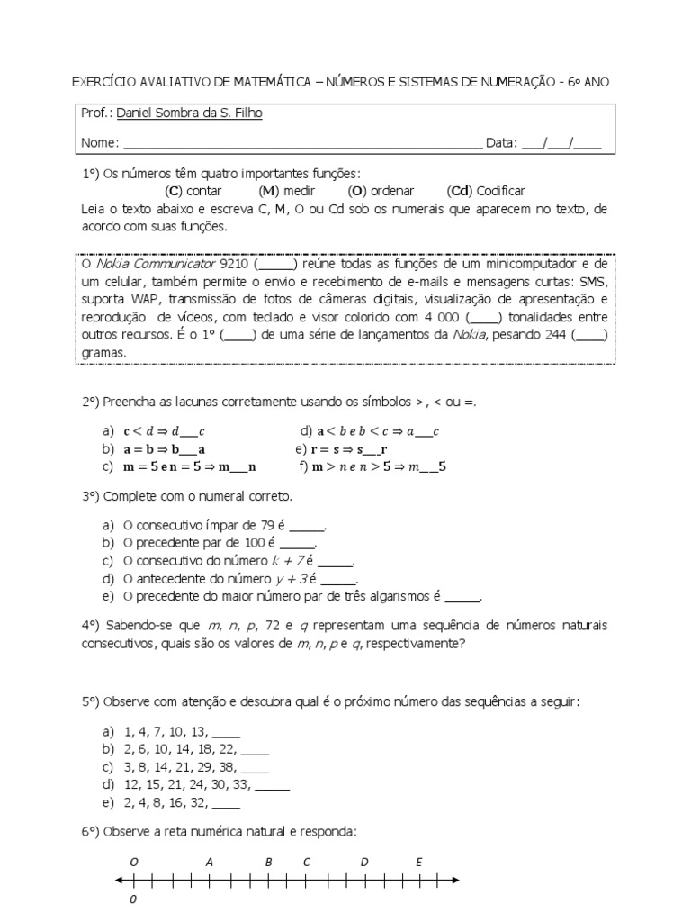 Exercícios sistema de numeração decimal 6 ano com gabarito doc Atividades Para Imprimir Do 3º Ao 5º Anos Sempre A Mao Sistema De Numeracao Decimal Atividades Sistema De Numeracao Decimal Sistema De Numeracao Decimal