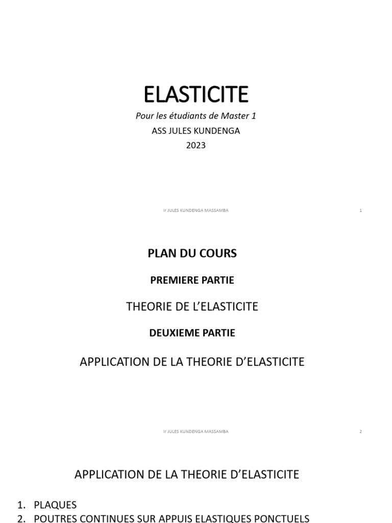 Théorie et applications de l'élasticité | PDF | Flexion (matériau ...