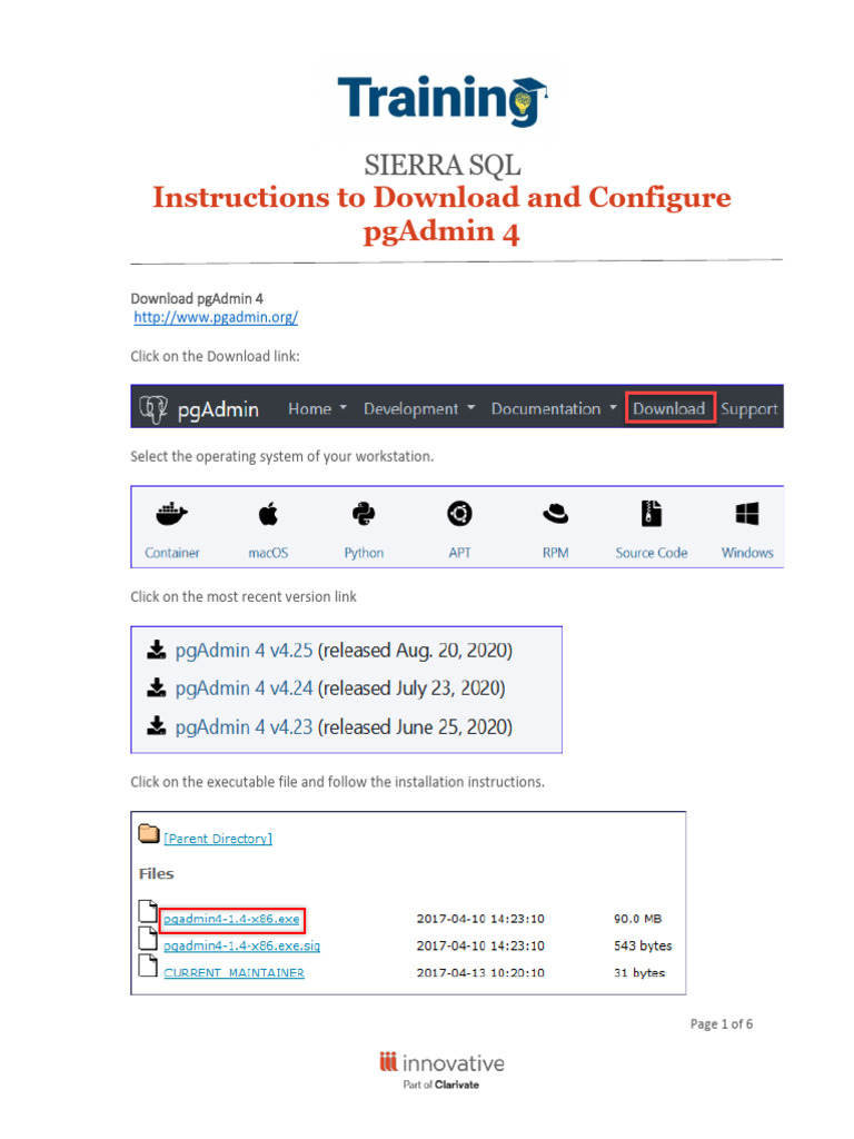 SQL Sierra Pgadmin4 Instructions 20230508 | PDF