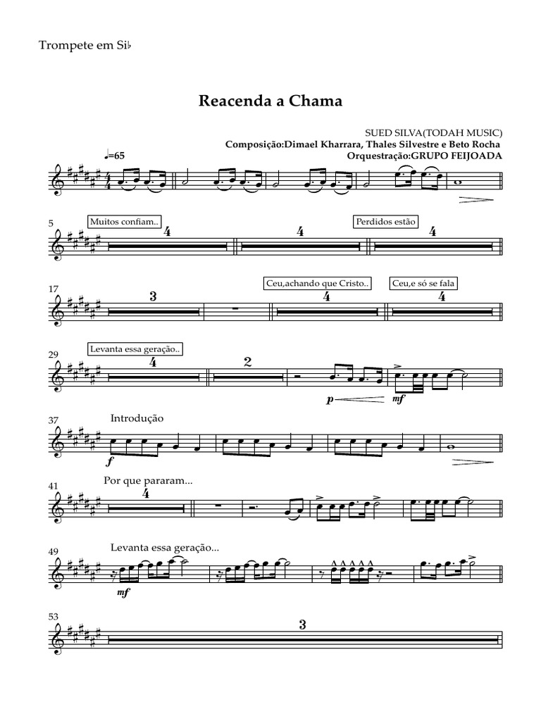 Reacende a Chama - Partitura e Cifras | PDF