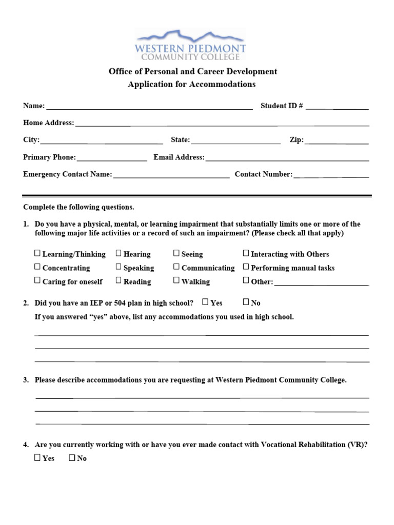 Disability Accommodations Form | PDF | Career & Growth