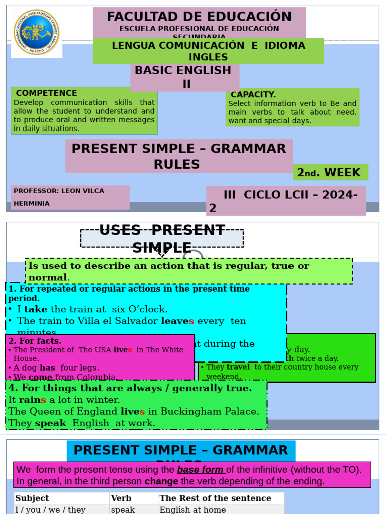 Present Simple-2nd. Week - Lcii | PDF