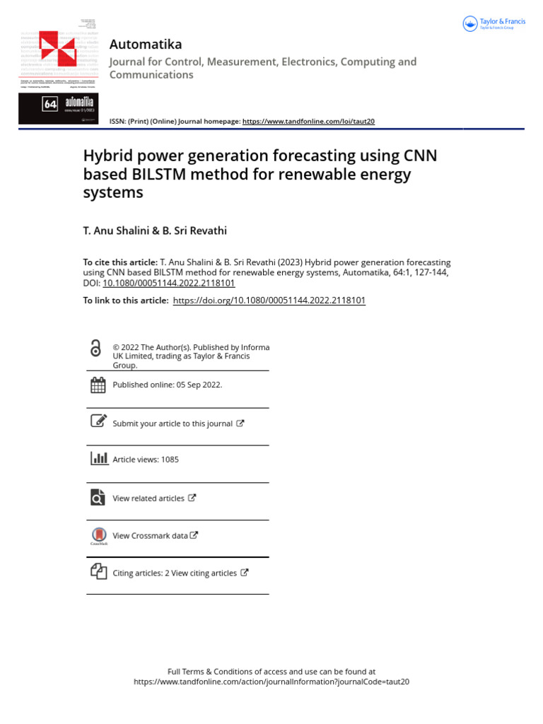 Hybrid Power Generation Forecasting Using CNN Based BILSTM Method For ...