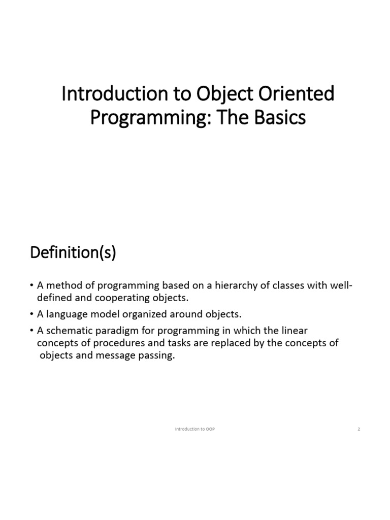 Introduction To Object-Oriented Programming - The Basics | PDF ...