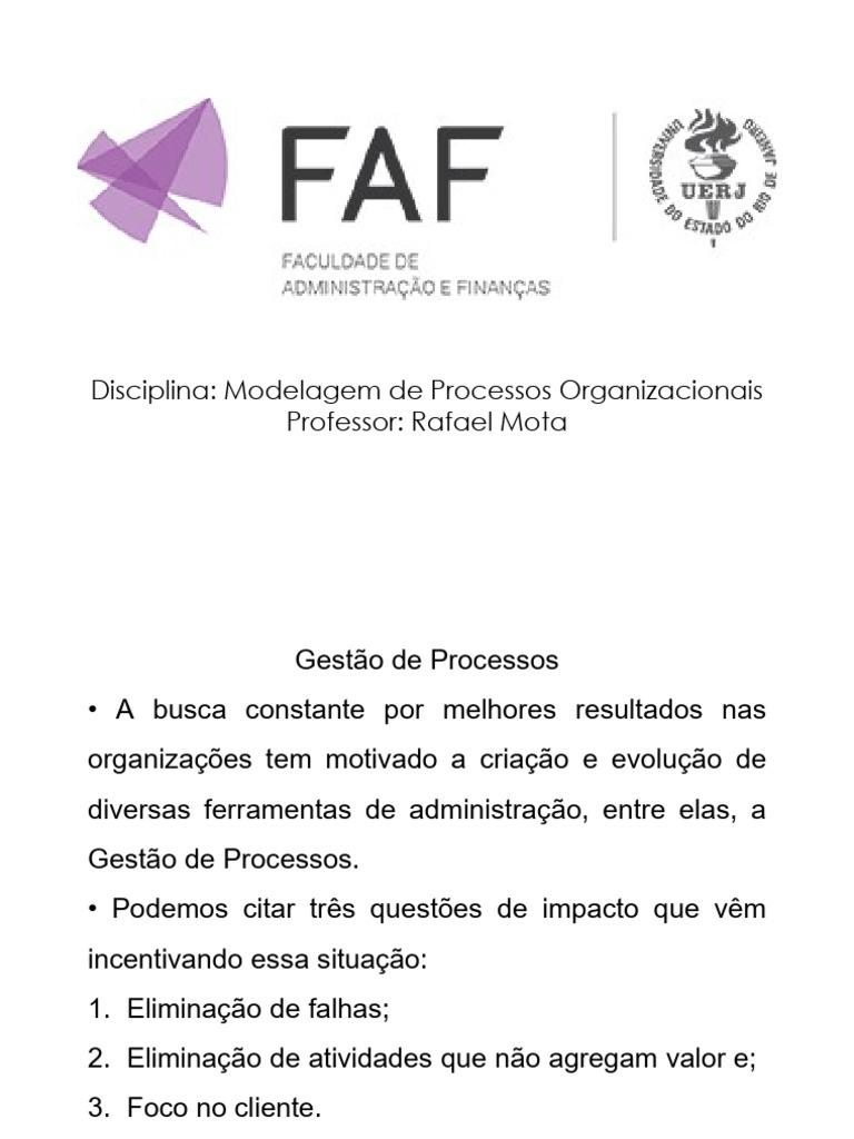 Modelagem de Processos Organizacionais - Aula 3 | PDF