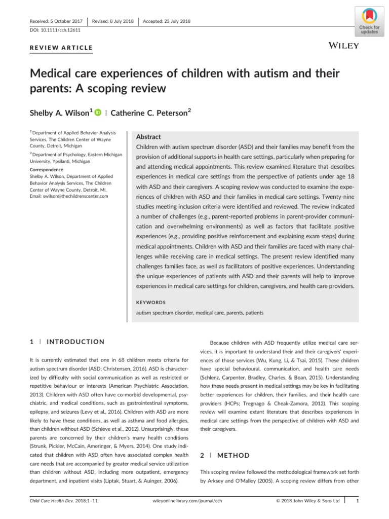 Medical Care Experiences of Children with Autism | PDF | Autism ...
