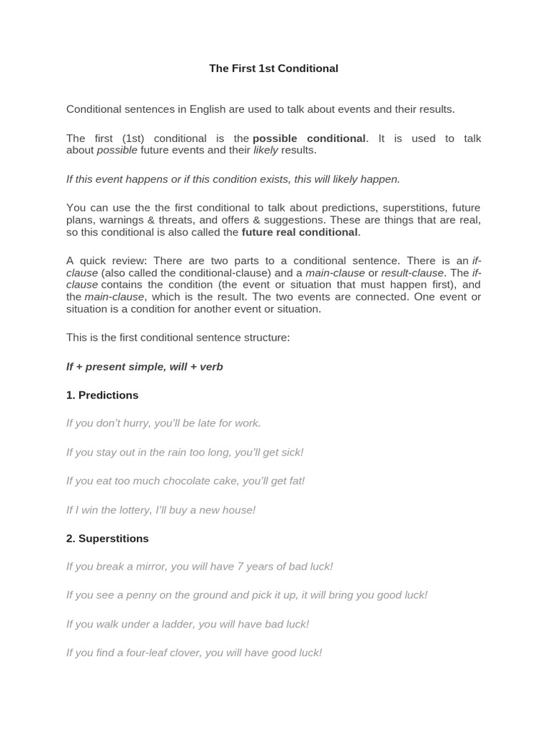 The First 1st Conditional | PDF