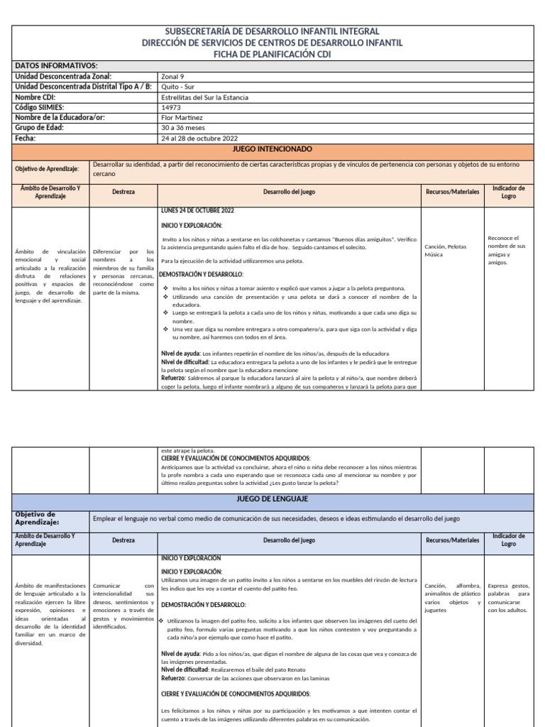 Planificaciones Semana Del 24 Al 28 Octubre 2022 | PDF