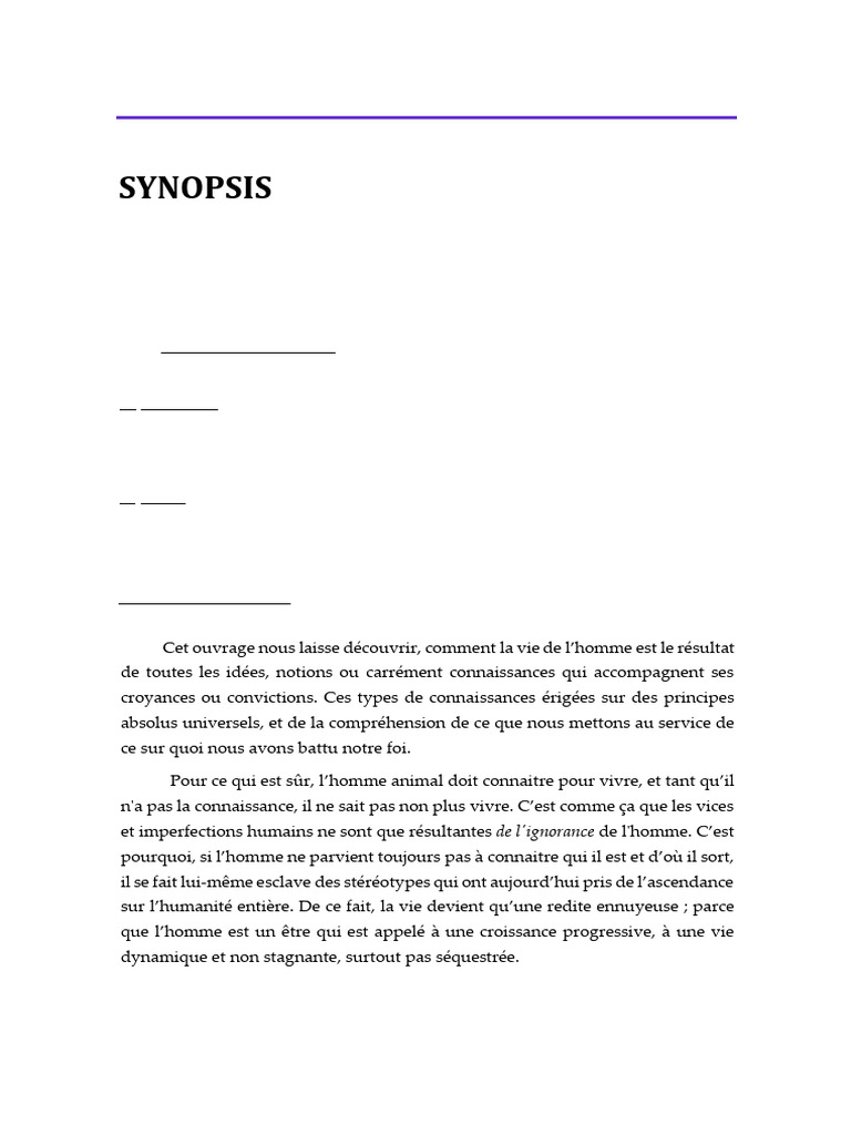 Synopsis Deux Questions, 2 | PDF