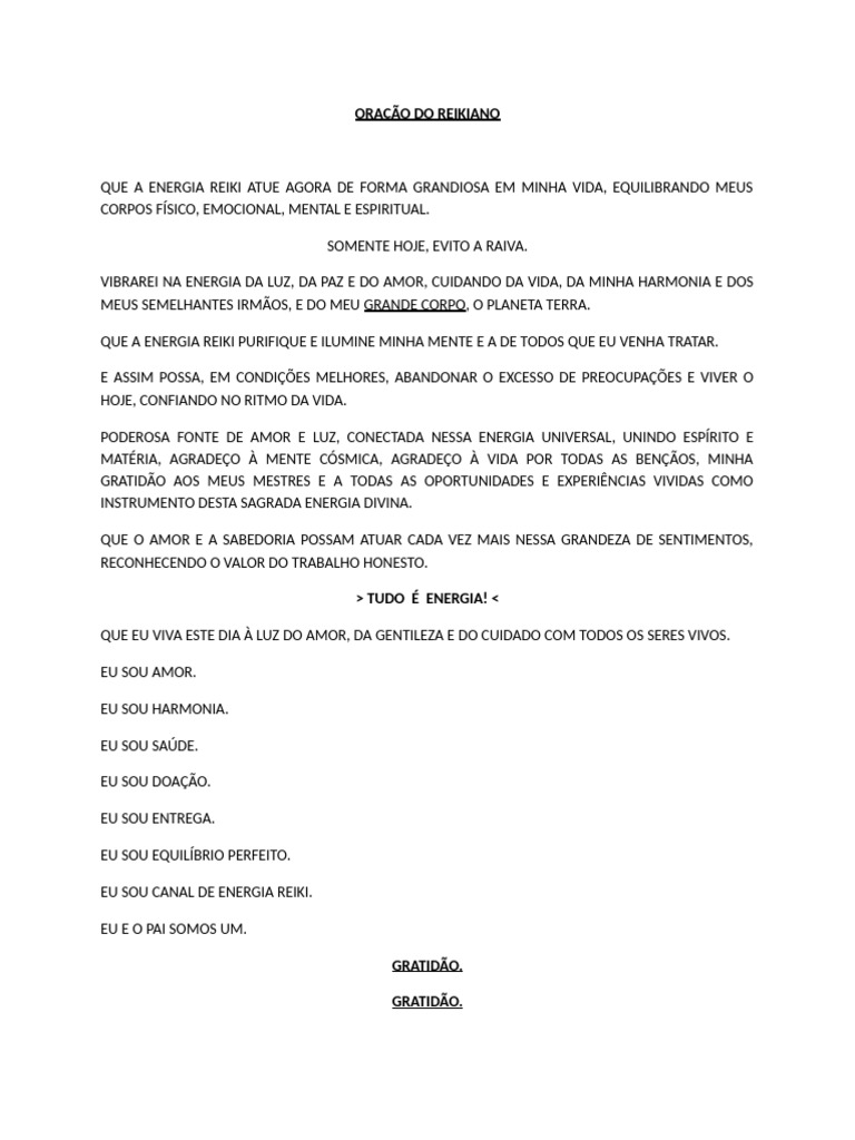 Oração Do Reikiano | PDF