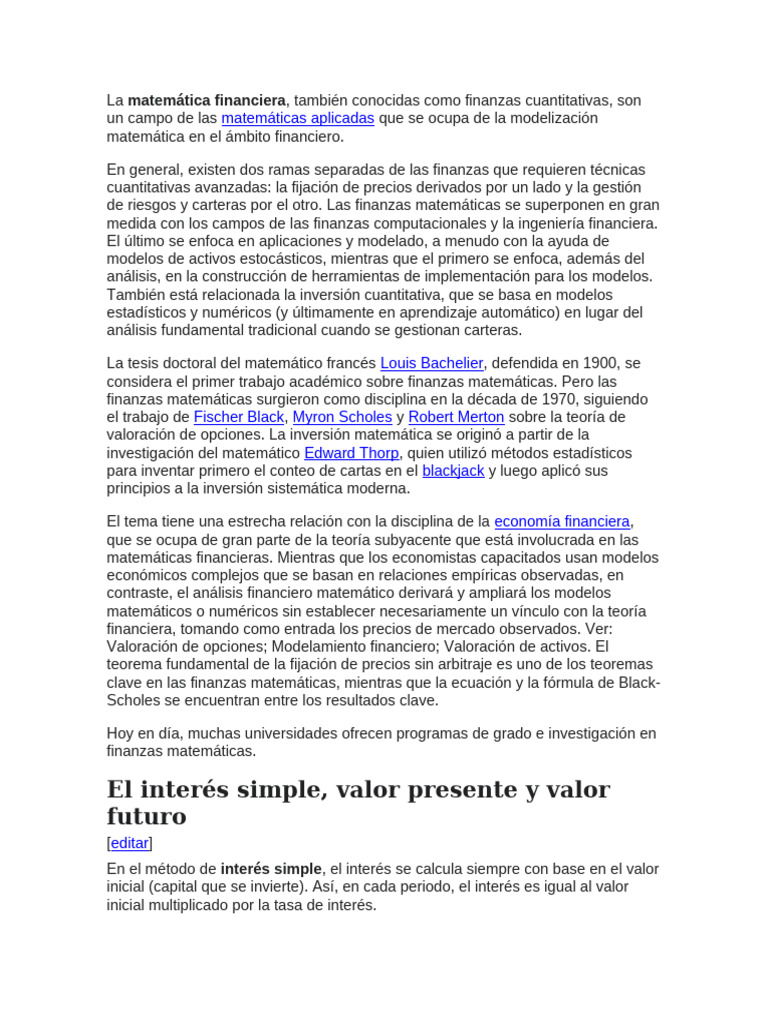 Matematica Financiera | PDF