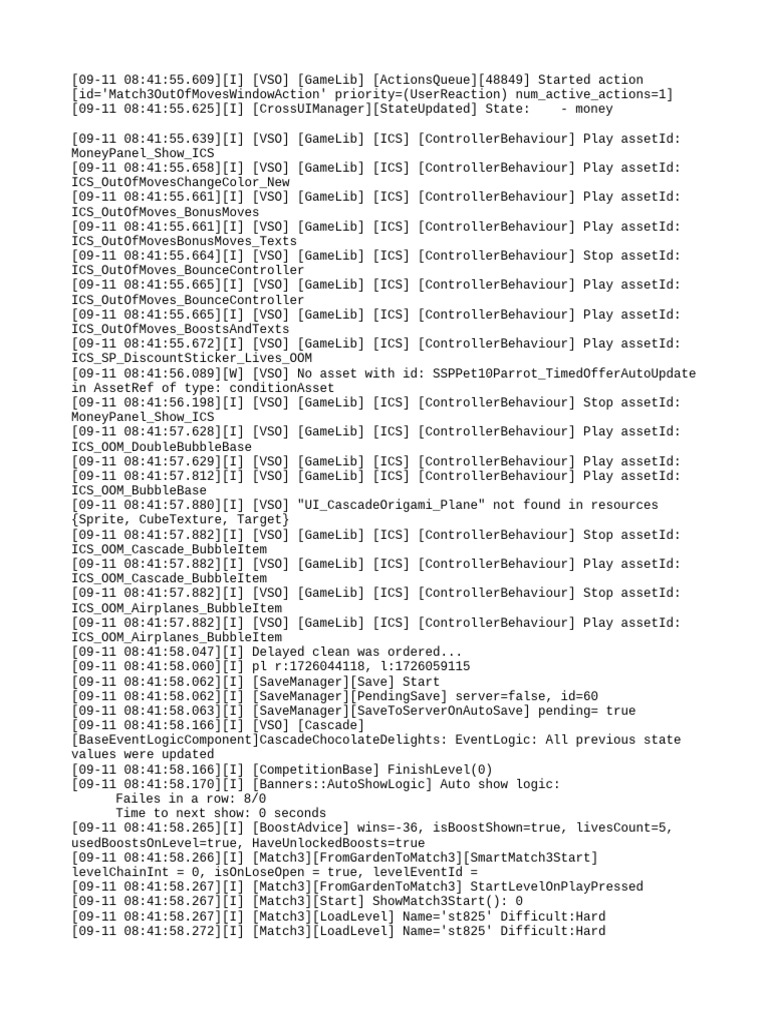 Match3 Game Action Log Analysis | PDF | Computing | Software