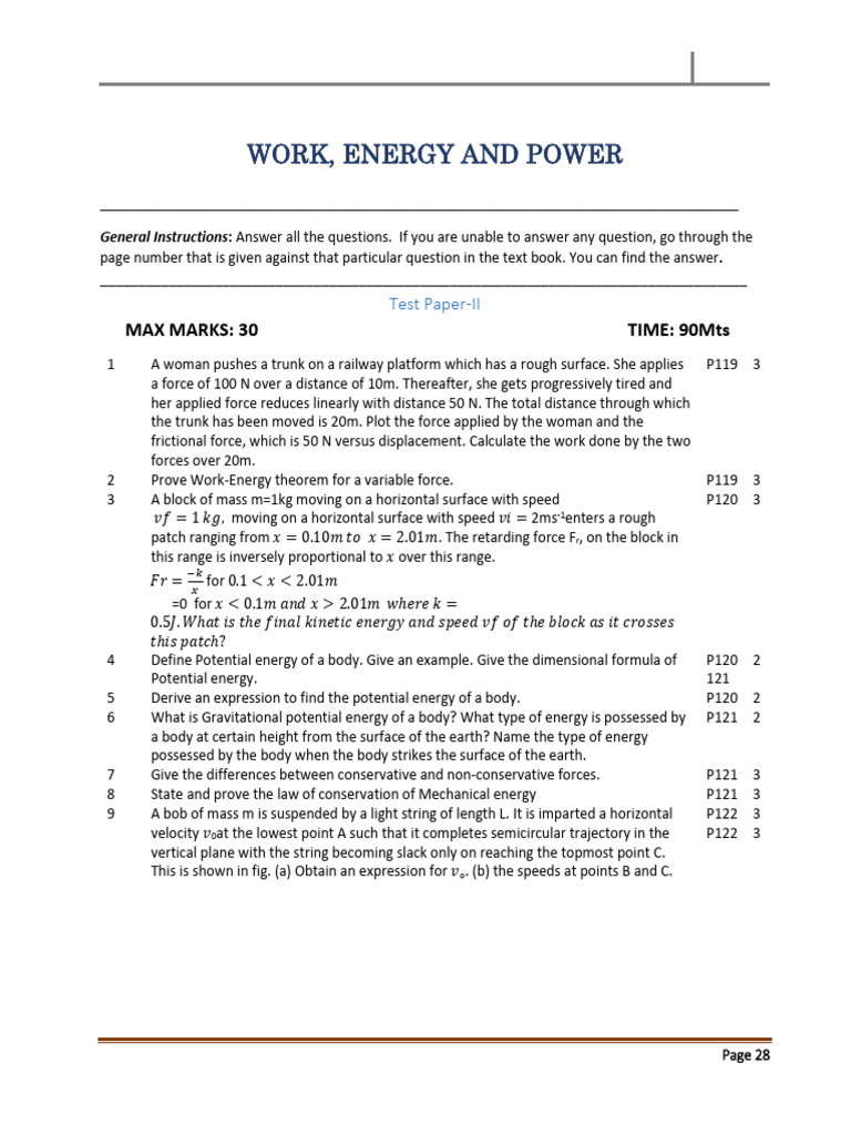 CBSE Class 11 Physics Work Energy and Power (2) - 0 | PDF