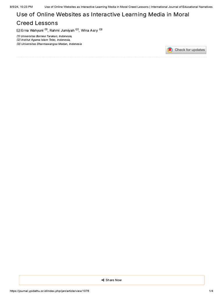 Use of online websites as interactive learning media in moral creed