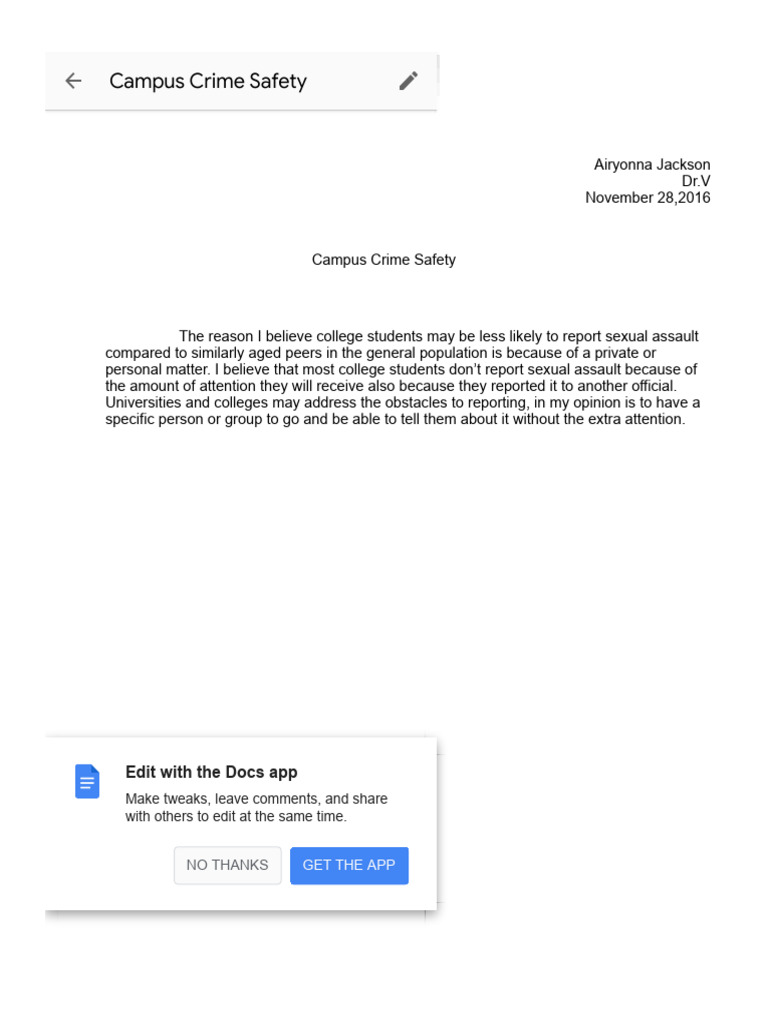 Campus Crime Safety Pdf