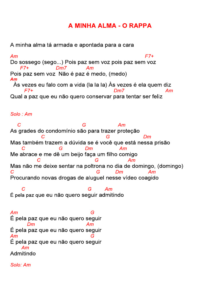 A Minha Alma - o Rappa | PDF