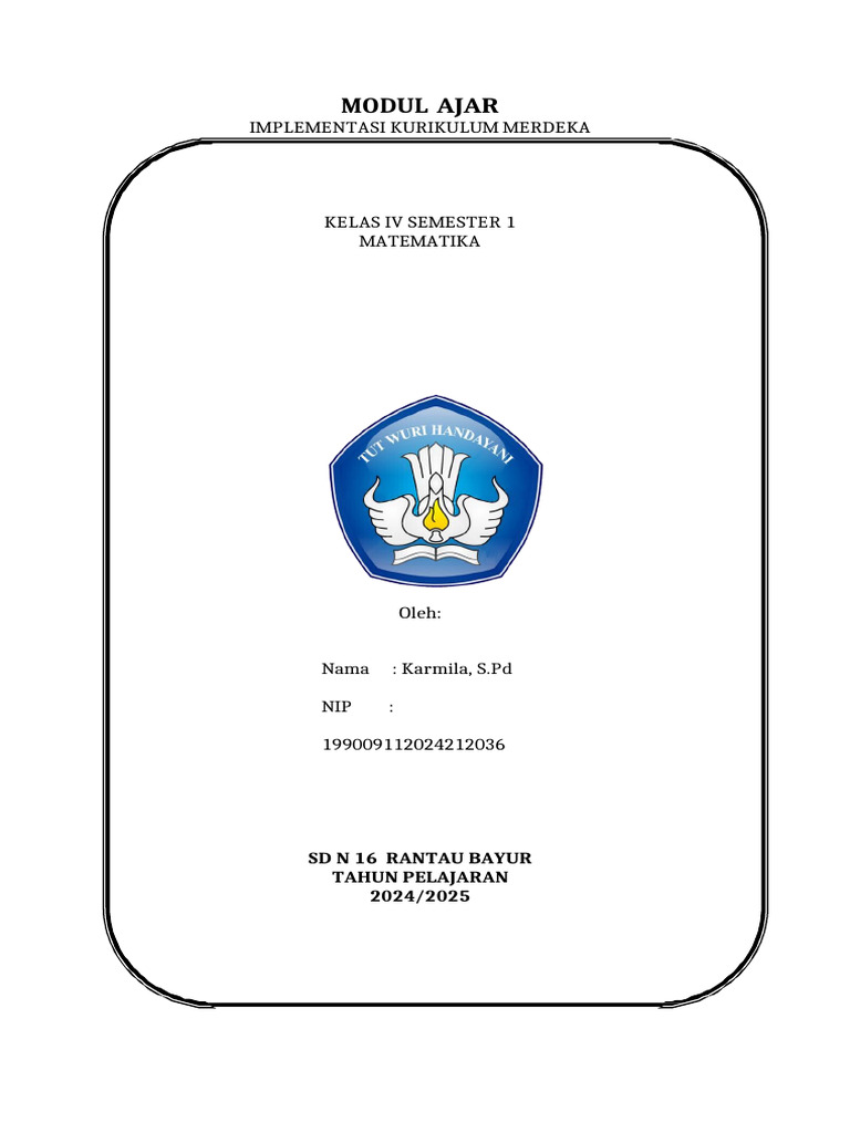Modul Ajar Matematika Modul Ajar Matematika Kelas 4 Semester 1 Fase