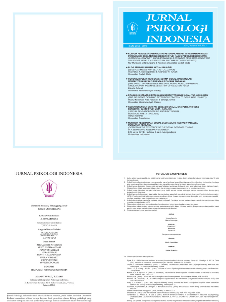 Jurnal Psikologi Indonesia Vol 8 No 1 20 | PDF