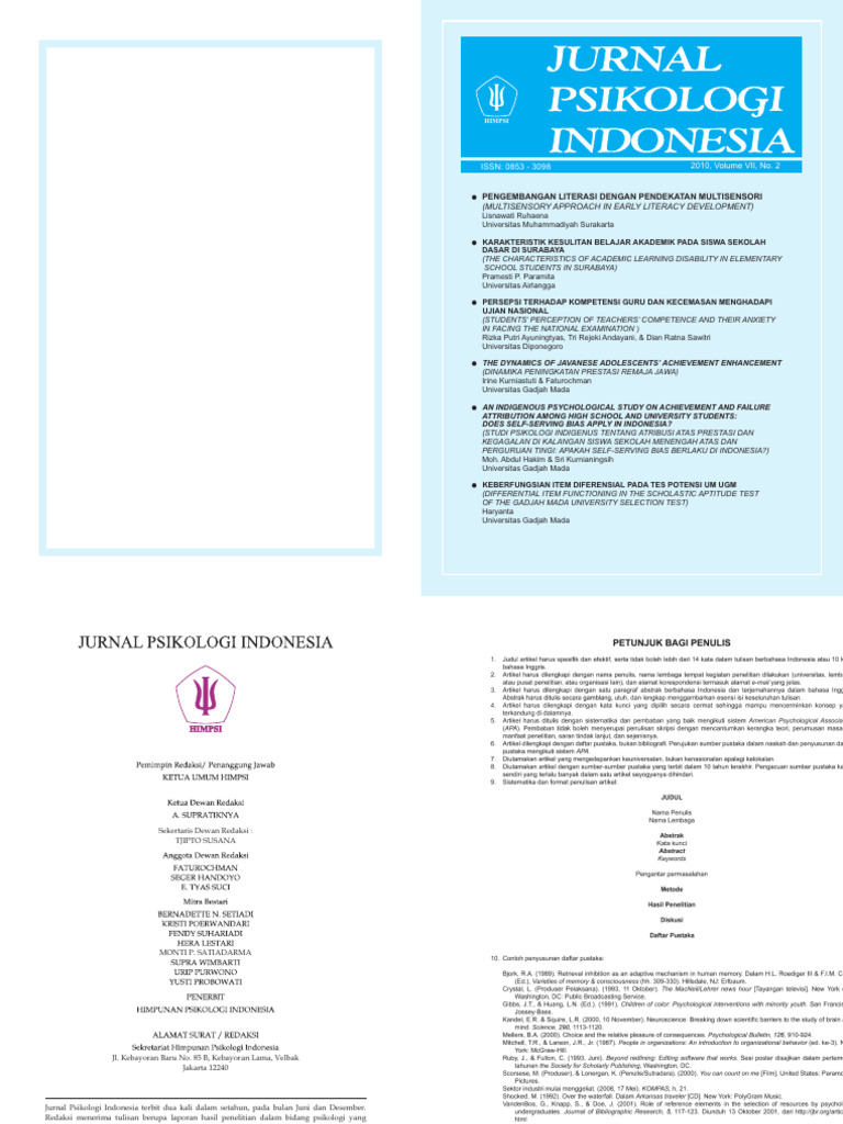 Jurnal Psikologi Indonesia Vol 7 No 2 20 | PDF