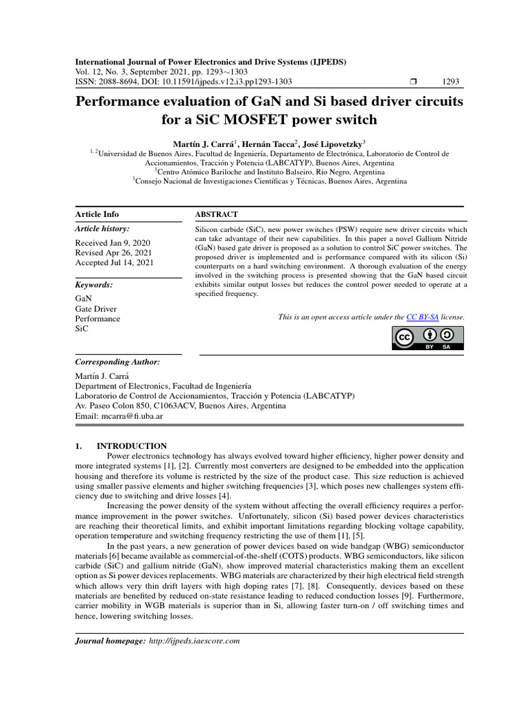 Performance Evaluation of GaN and Si Based Driver Circuits For A SiC ...