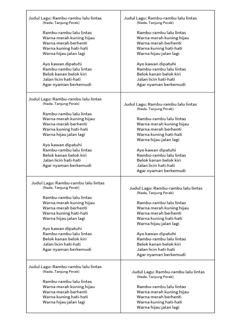 Lirik Rambu-Lalin | PDF