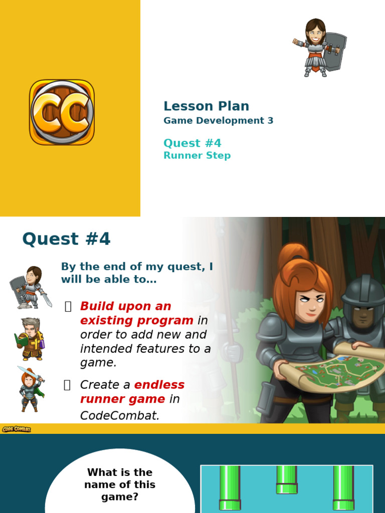Game Dev 3 - Lesson 4 - Runner Step | PDF