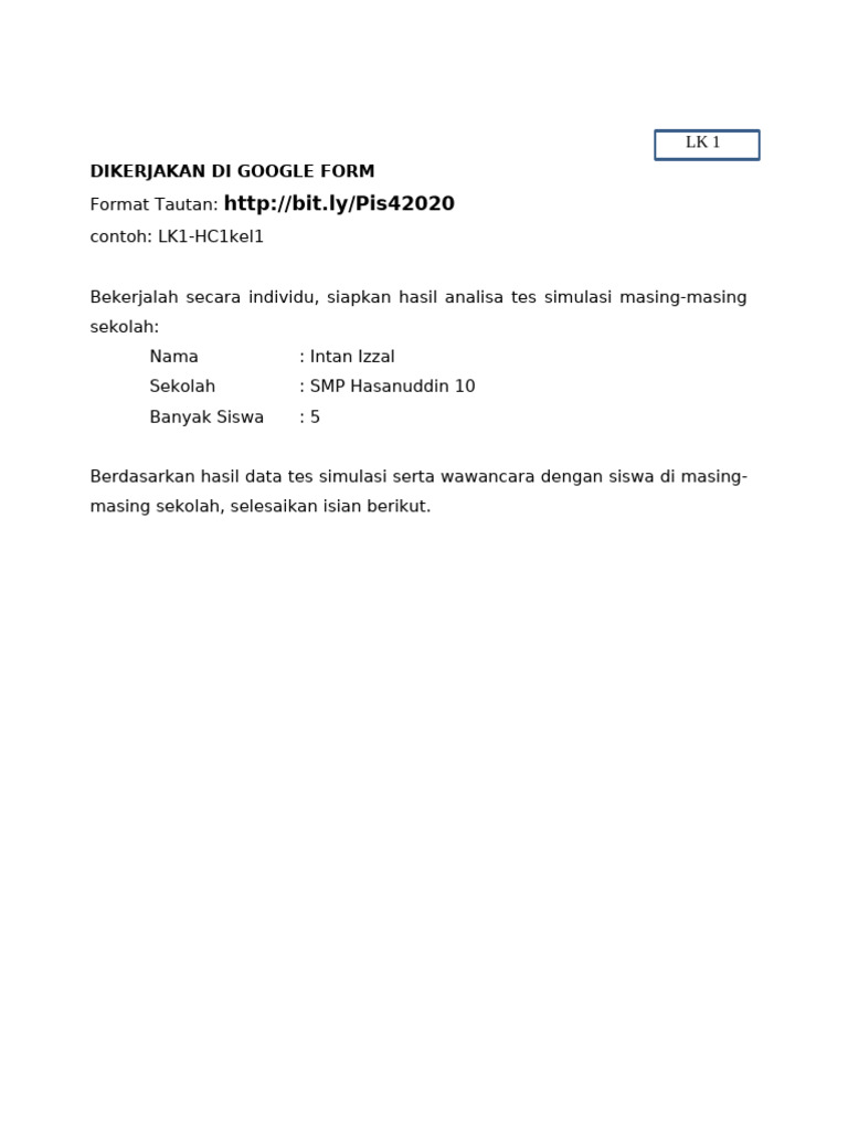 Dikerjakan Di Google Form | PDF