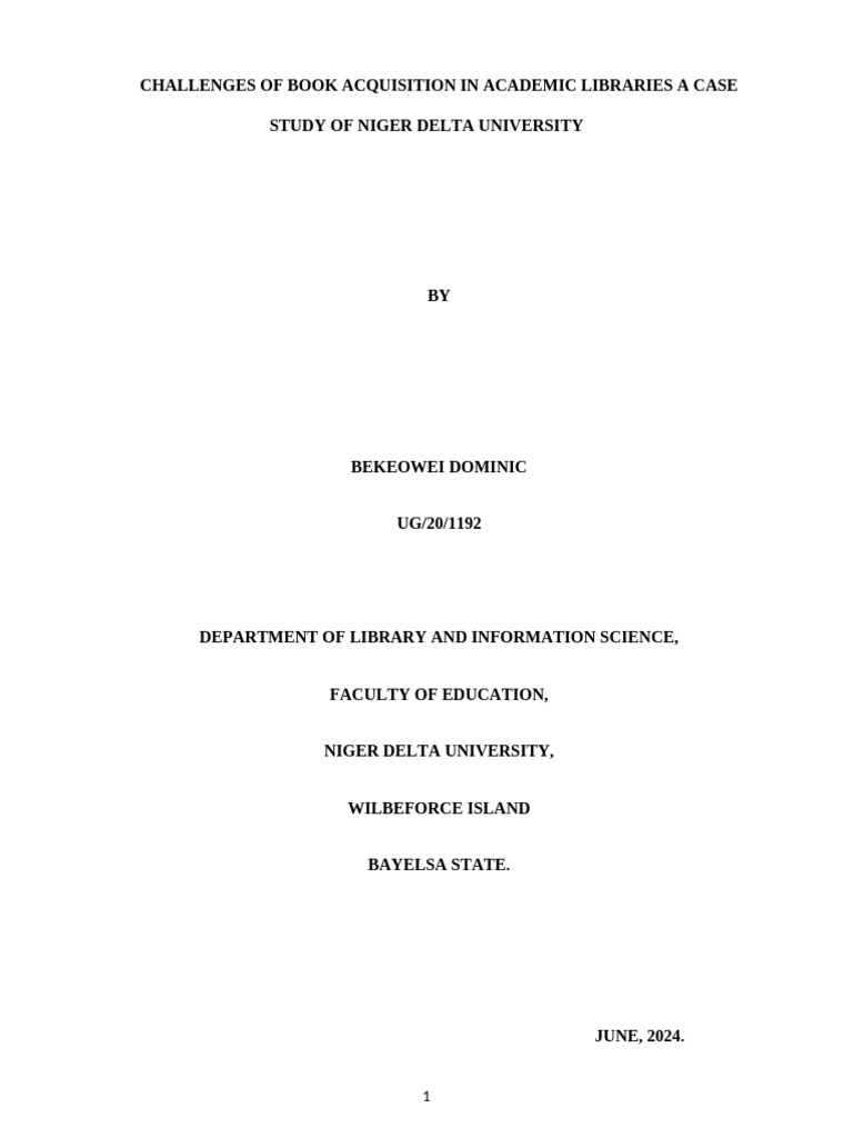 Challenges of Book Acquisition in Academic Libraries A Case Study of ...