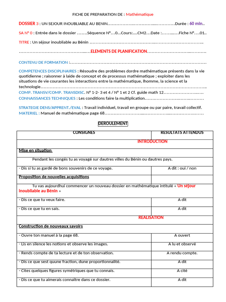 Contenu de Formation Competences Disciplinaires: Dossier | PDF