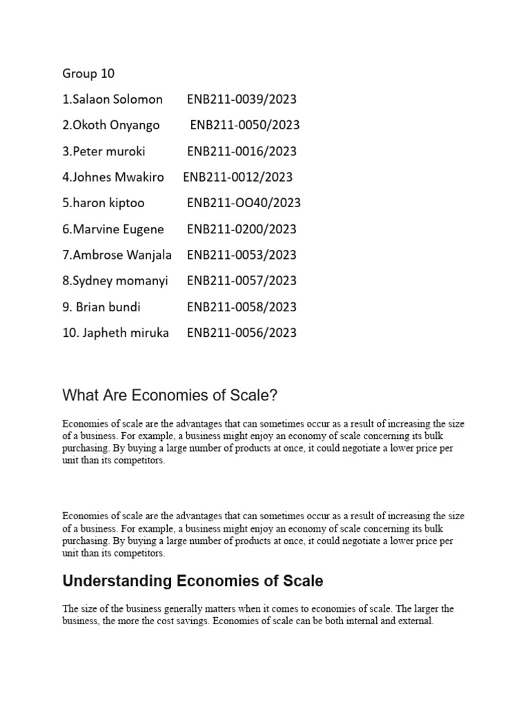 General Economics Economies of Scale | PDF