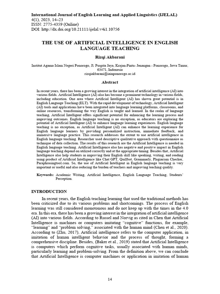 ARTIFICIAL INTELLIGENCE AND LANGUAGE TEACHING PDF visual data 6