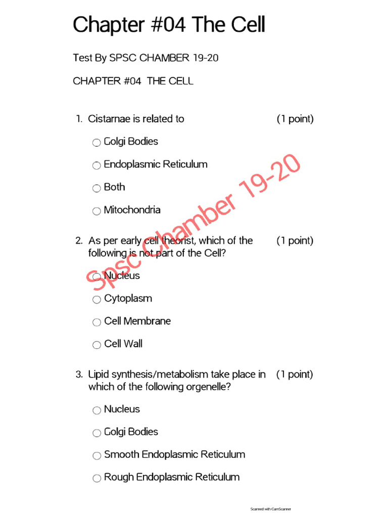BIO XI Chap 04 SPSC Chamber | PDF