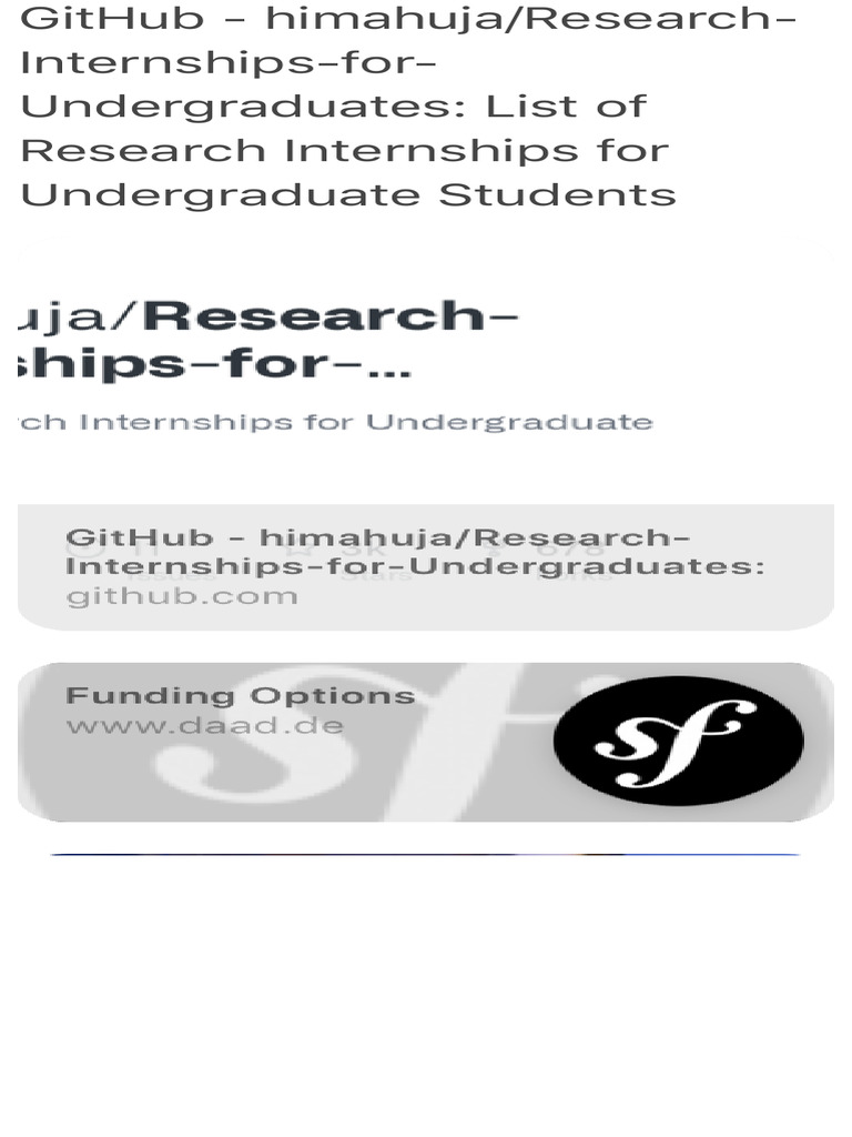 GitHub - Himahuja - Research-Internships-for-Undergraduates: List of | PDF