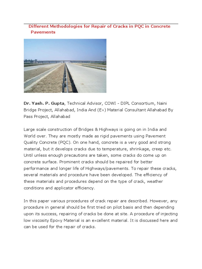 Methodologies For Repair of Cracks in PQC in Concrete Pavements - NBM ...