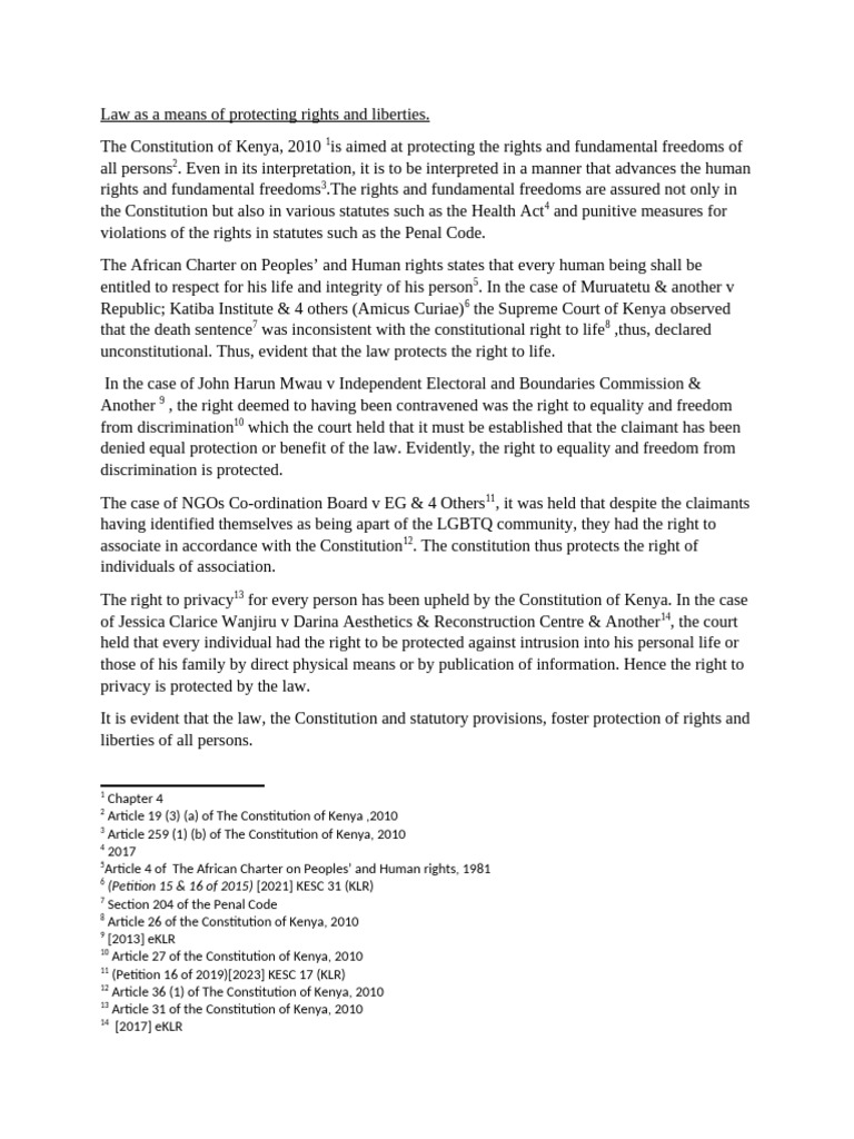 Kenya's Constitution: Protecting Rights & Liberties | PDF ...