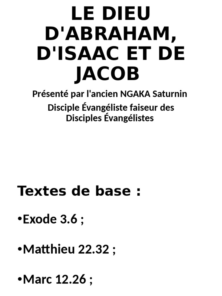 Le Dieu D'abraham D'isaac Et de Jacob | PDF