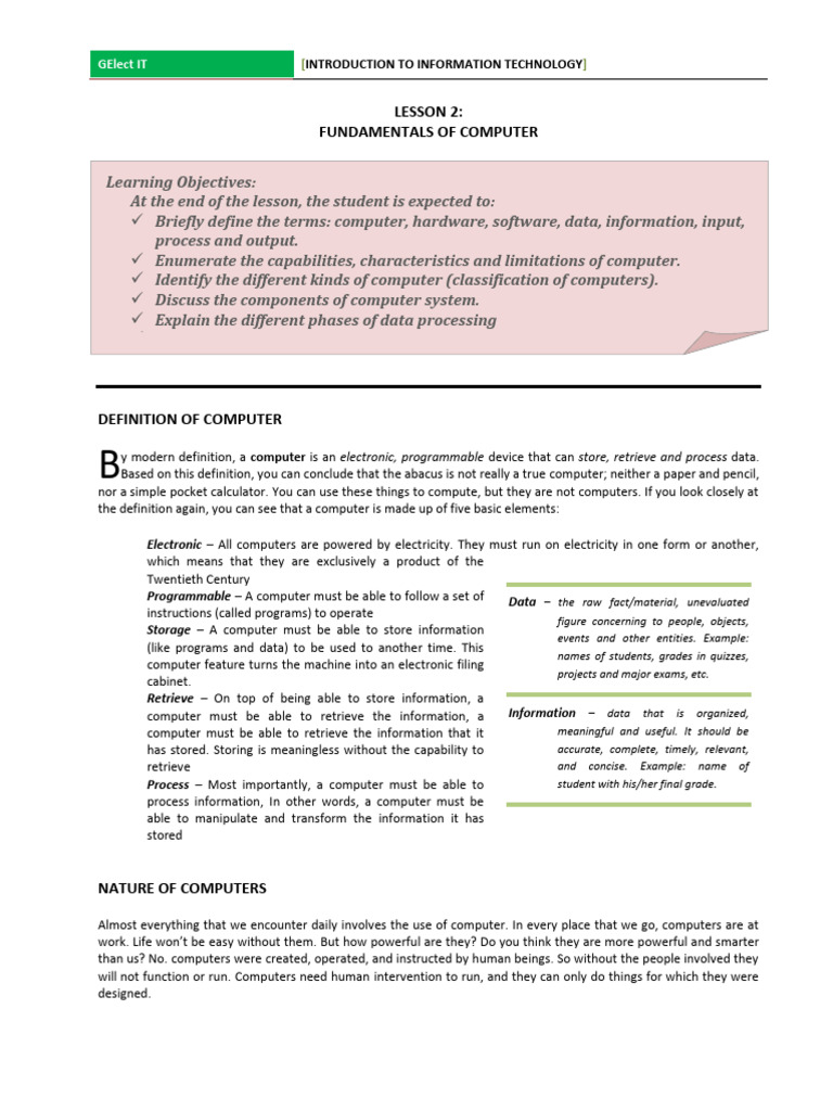 AC101 L2 Fundamentals of Computer 1 | PDF | Personal Computers | Business
