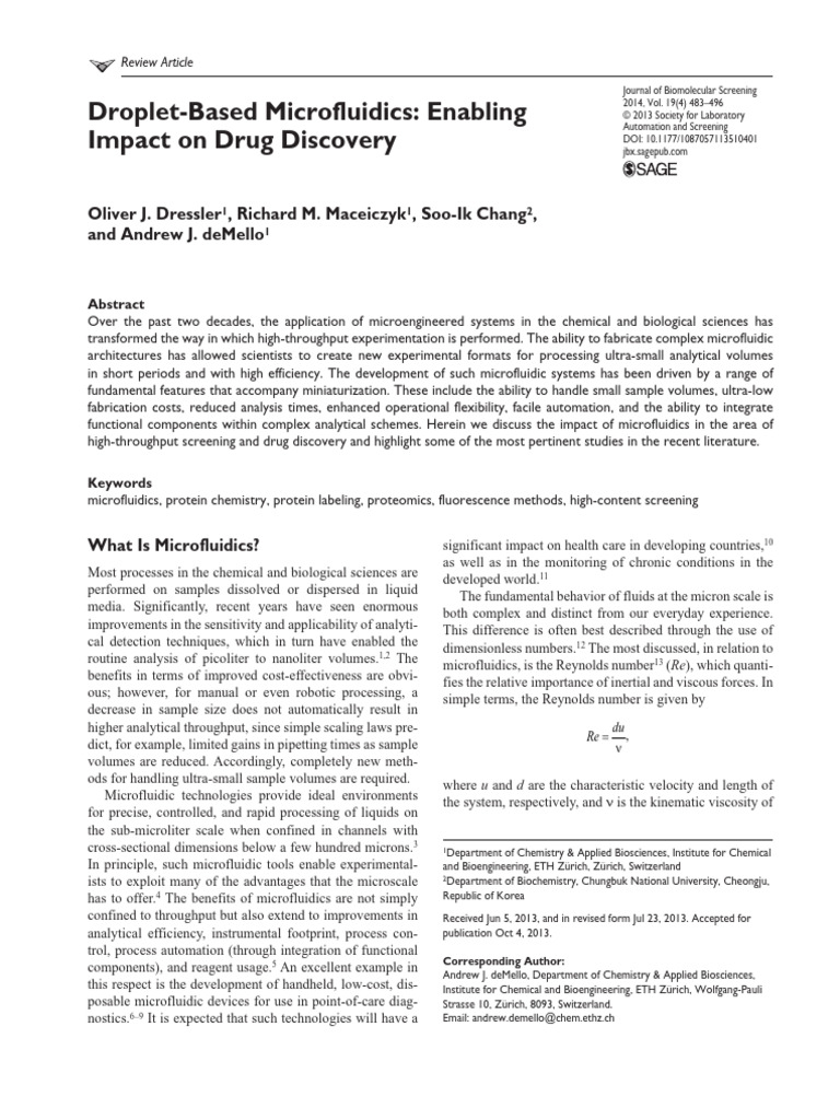 DropletBased Microfluidics Enabling Impact On Drug Discovery | PDF