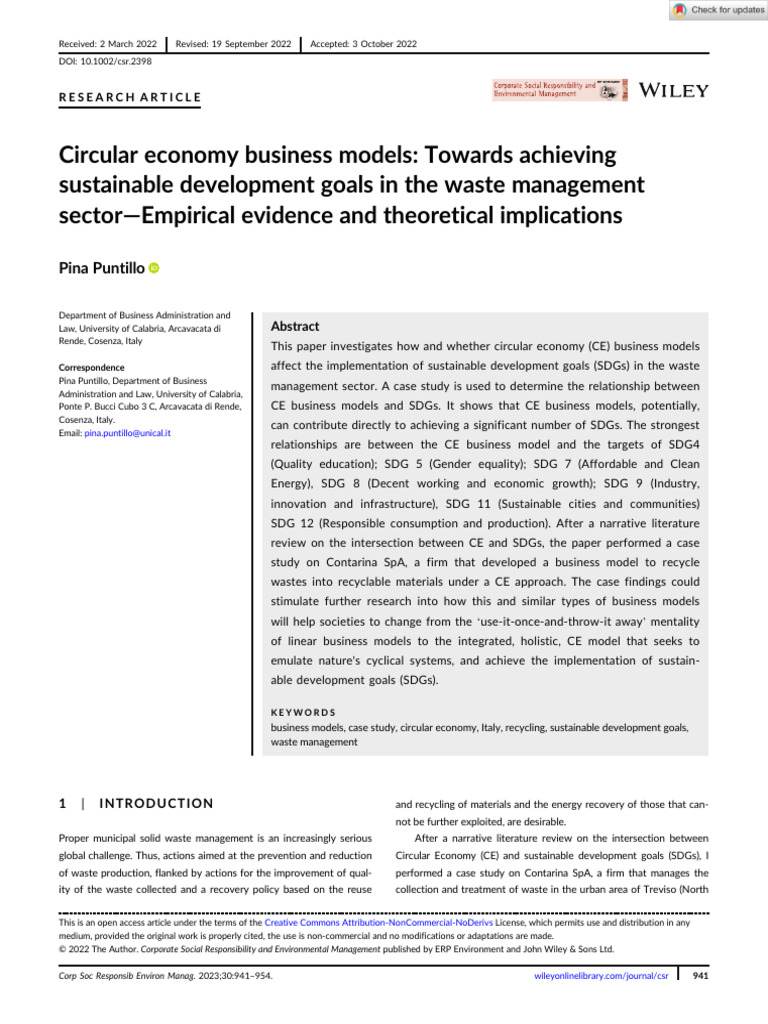 Circular Economy Business Models Towards Achieving Sustainable ...