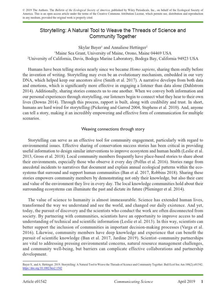 Storytelling A Natural Tool To Weave The Threads o | PDF