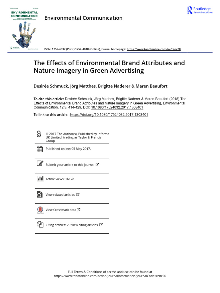 The Effects of Environmental Brand Attributes and Nature Imagery in ...