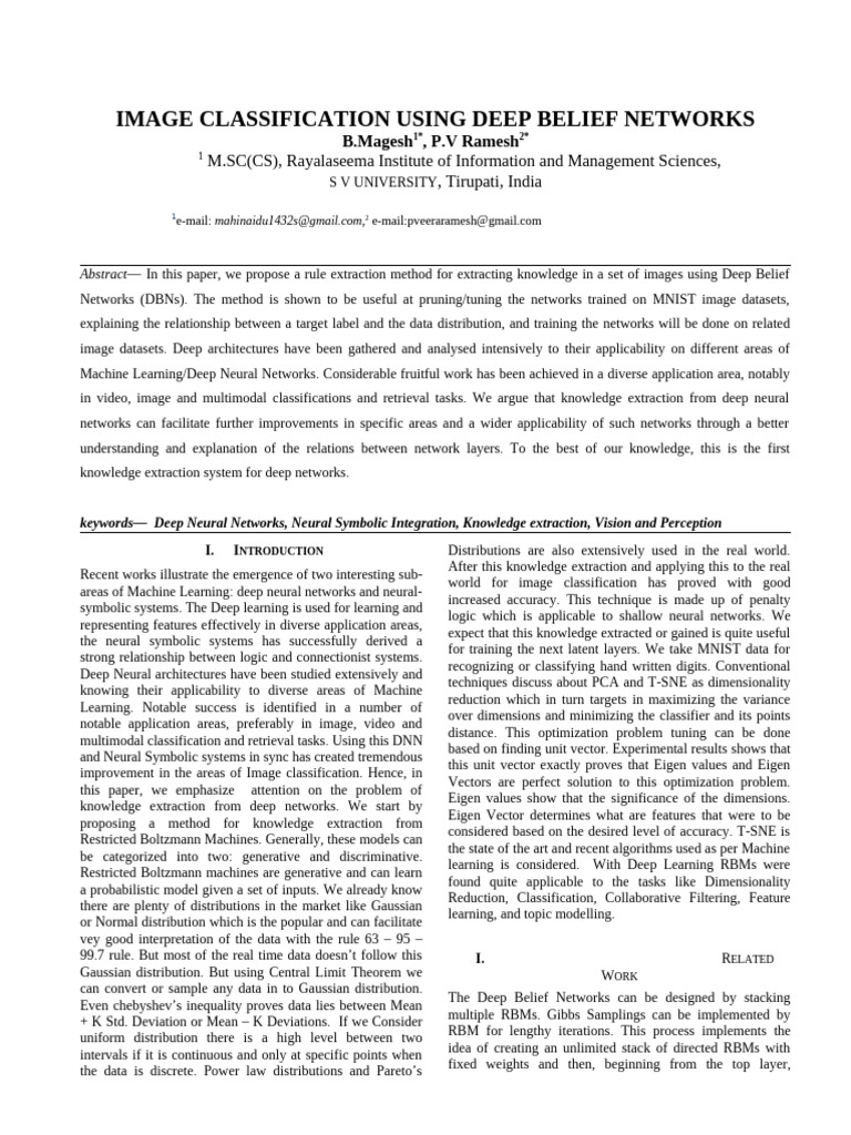 2 B Maghesh Image Classification Using Deep Belief Networks | PDF