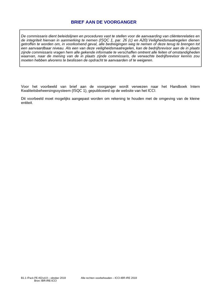 B1.1 - Brief Aan Voorganger | PDF