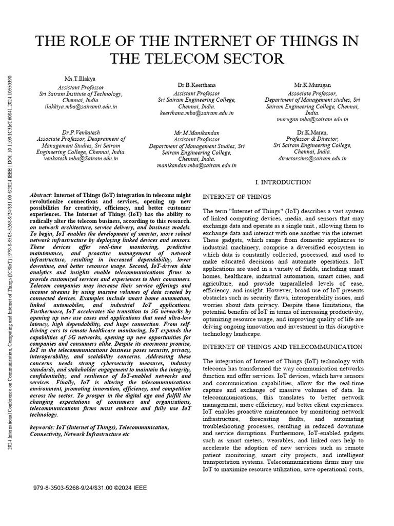 IoT's Impact on Telecommunications Sector | PDF | Internet Of Things ...