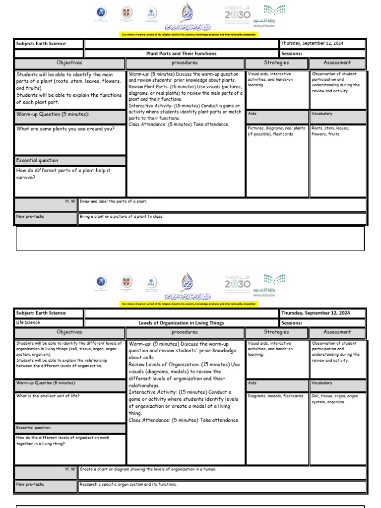 Lesson Plan 12 - 9 2024 | PDF