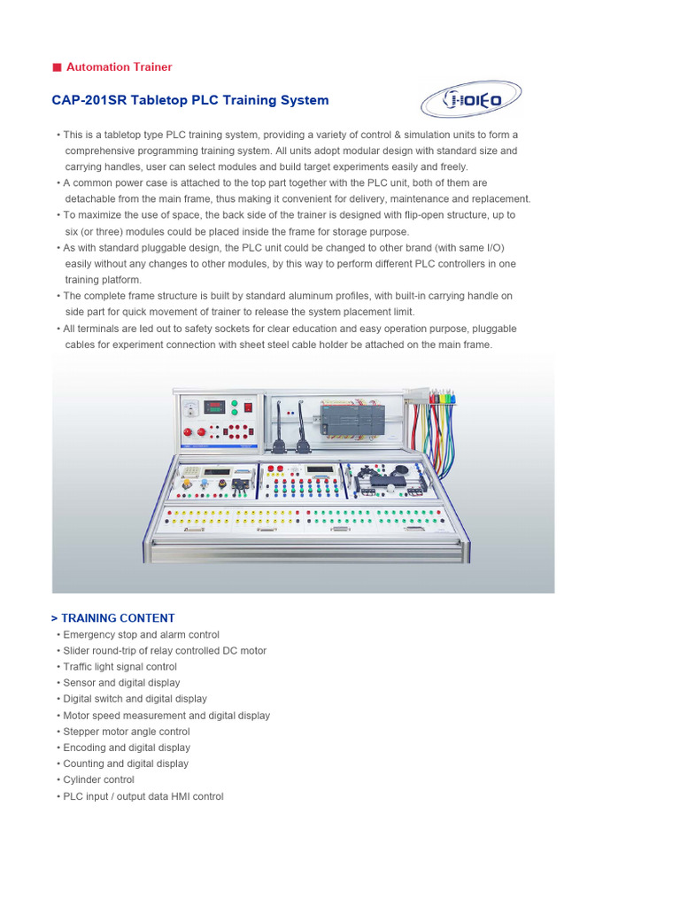 CAP-201SR Tabletop PLC Training System | PDF