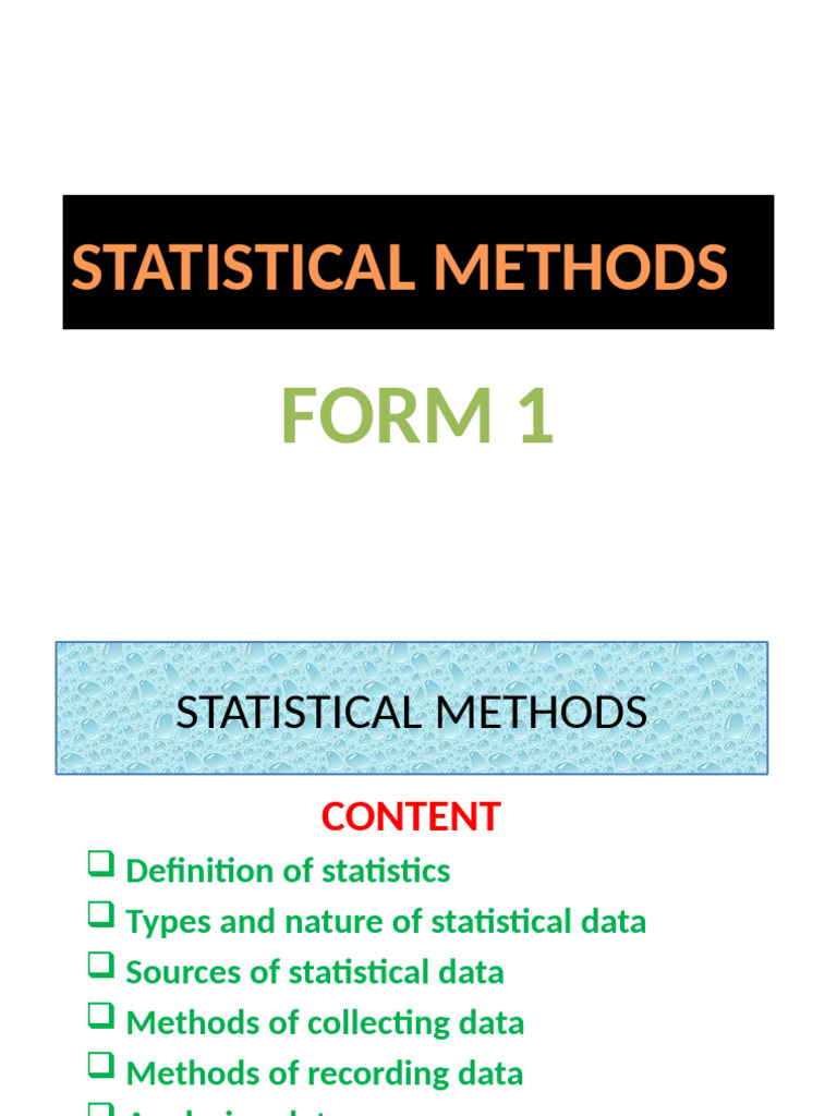Statistical Methods f1 | PDF